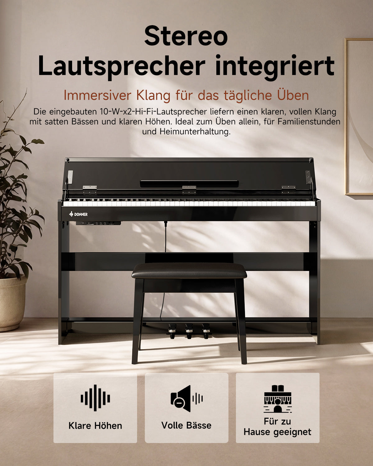 Donner DDP-75 Modernes Digitalpiano in Hochglanz