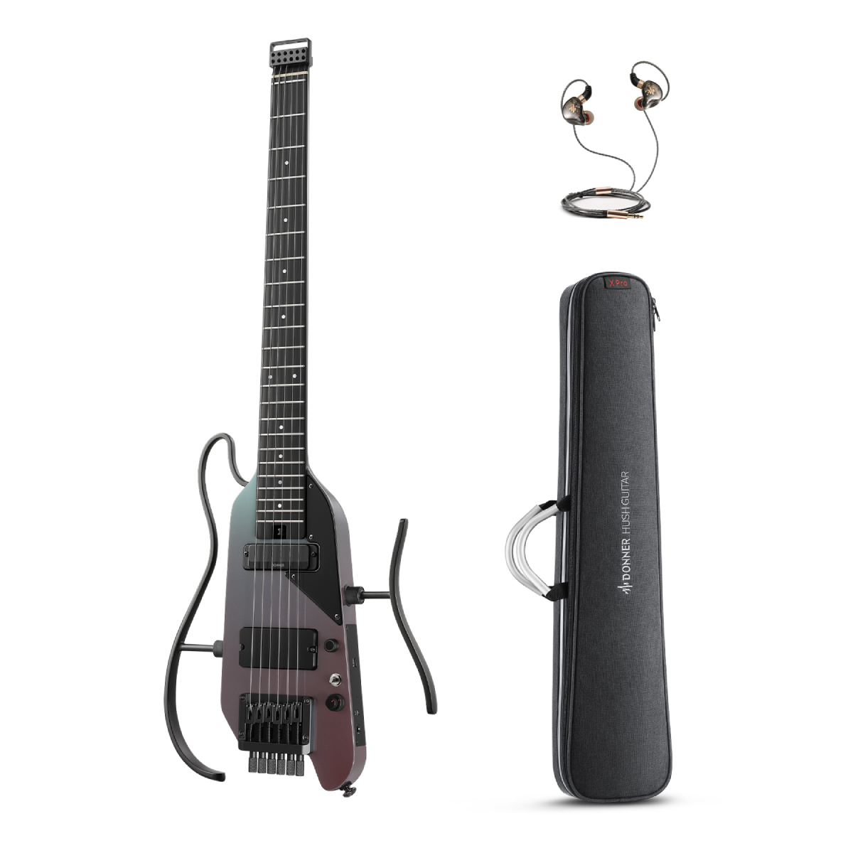 Donner HUSH™ X PRO Multi-Effekt-E-Gitarre-Schwarz-Aurora##