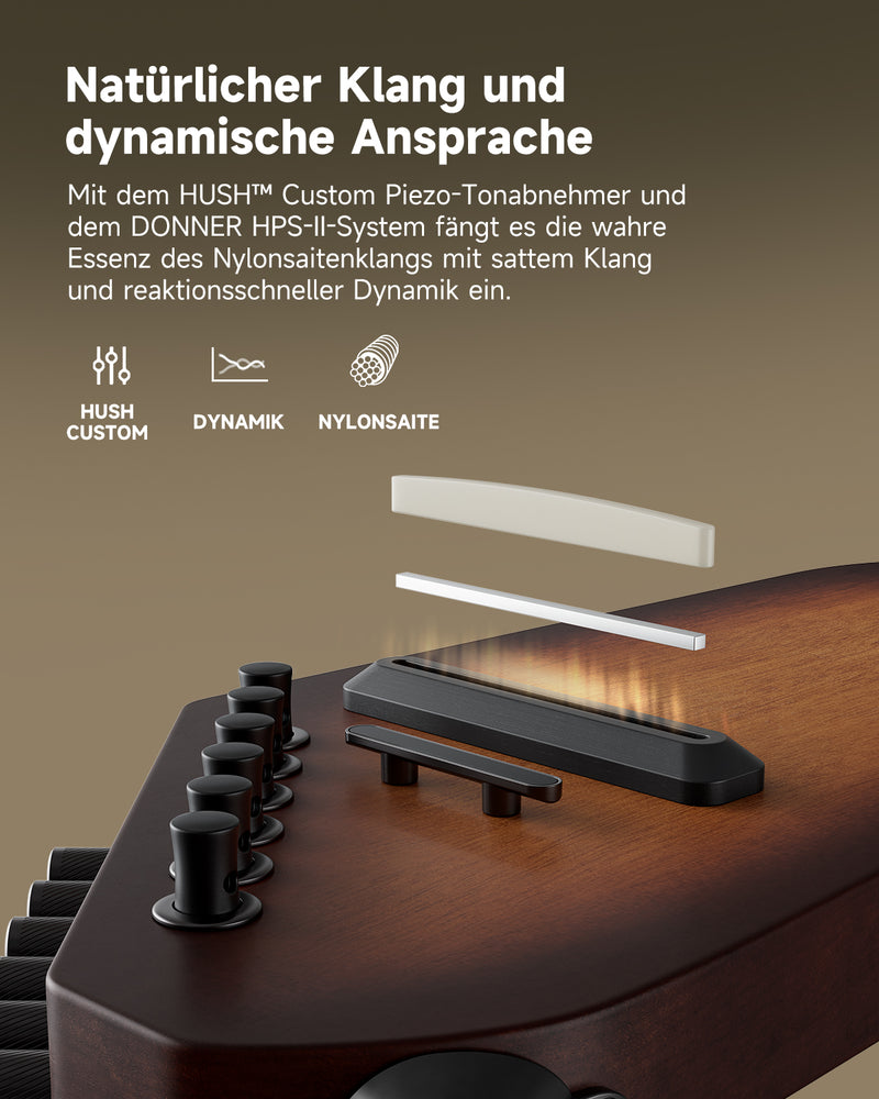 Donner HUSH™ C Klassische Nylonsaiten Gitarren