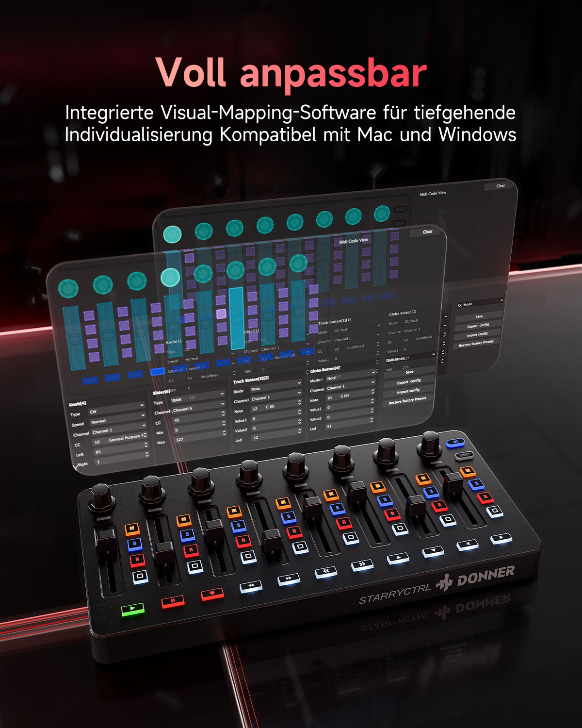 Donner Starrycrtl MIDI-Controller Schwarz