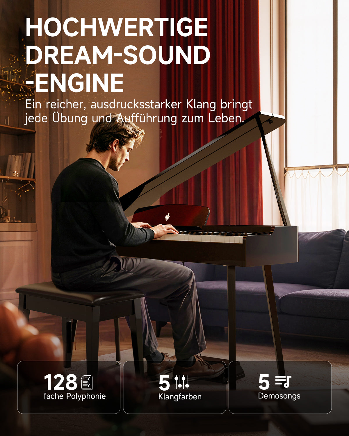 Donner DGP-100 Leichtes Digitalpiano im Flügel-Design