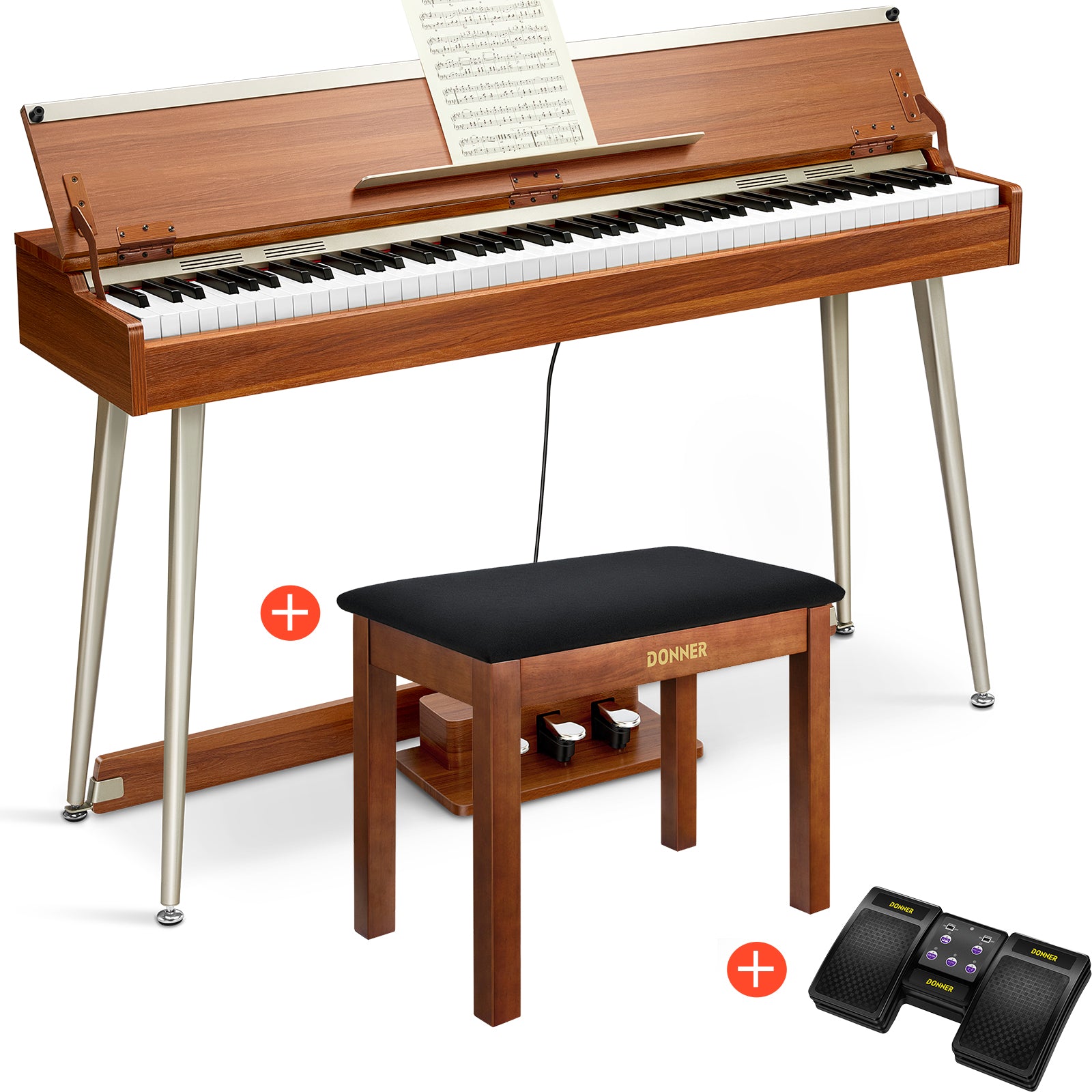 Donner DDP-80 PLUS Digital Piano mit halboffener Abdeckung
