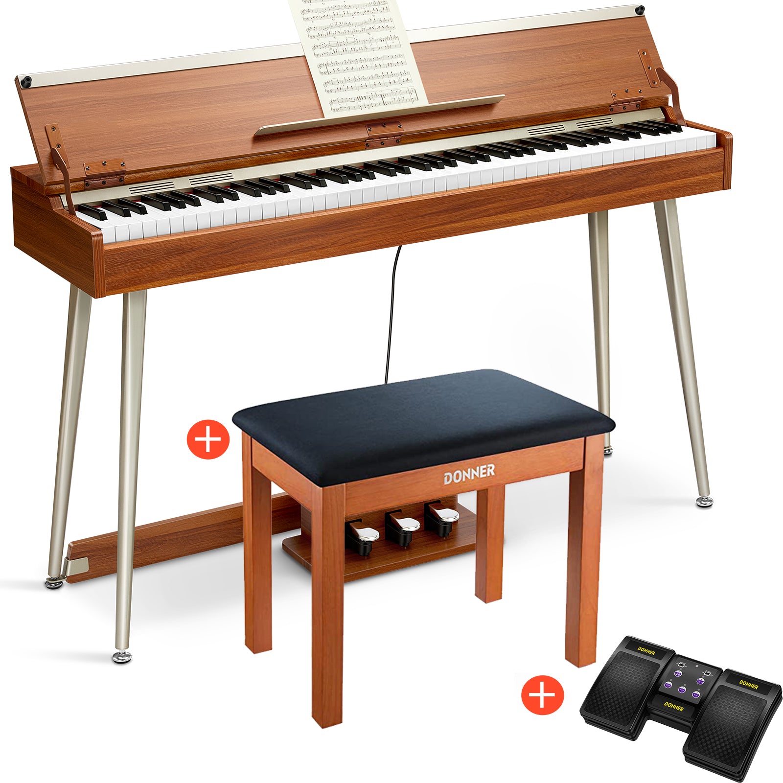 Donner DDP-80 PLUS Digital Piano mit halboffener Abdeckung