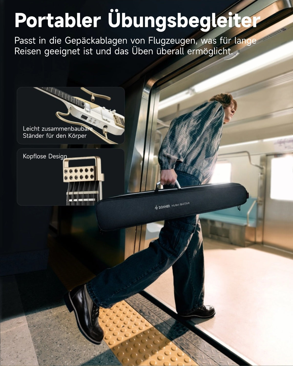 Donner HUSH™ X PRO Multi-Effekt-E-Gitarre-Weiß-Gold##