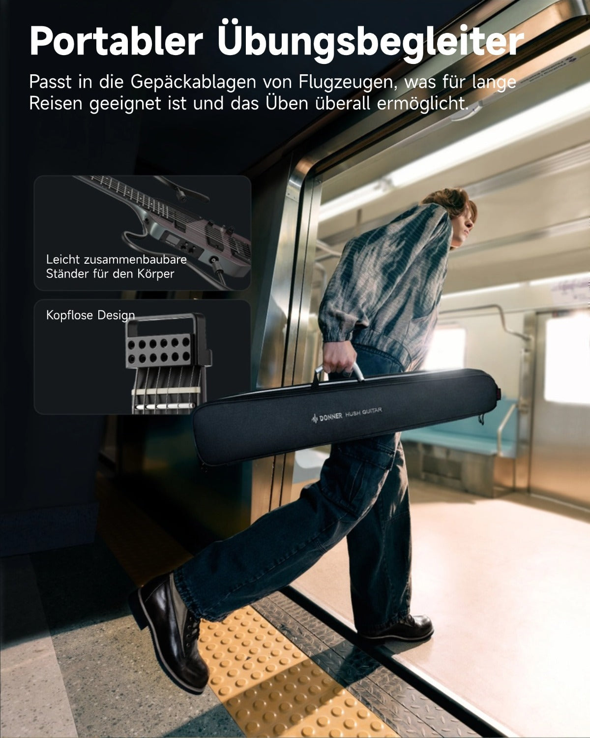 Donner HUSH™ X PRO Multi-Effekt-E-Gitarre-Schwarz-Aurora##