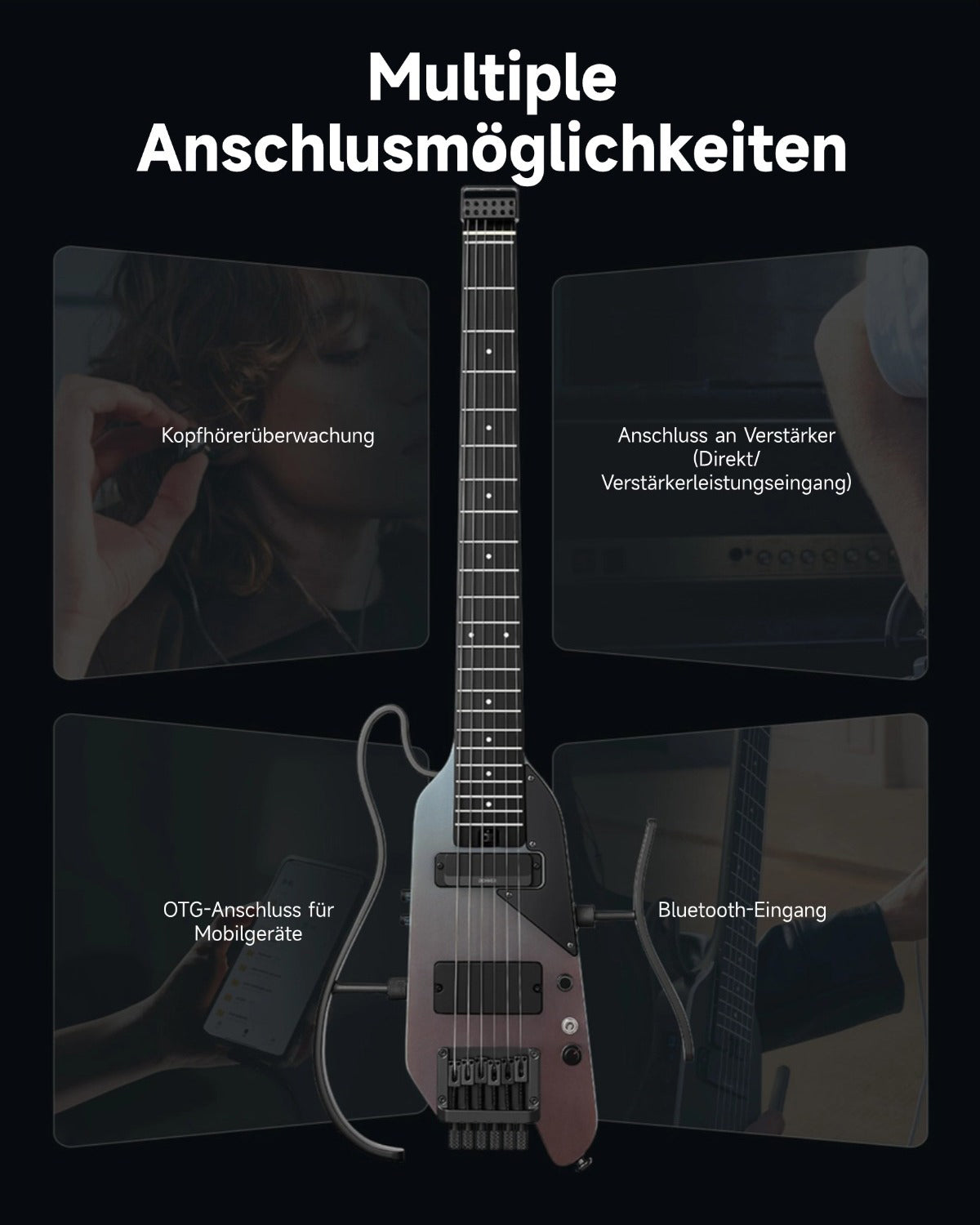 Donner HUSH™ X PRO Multi-Effekt-E-Gitarre-Schwarz-Aurora##