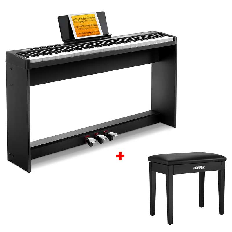Donner DEP-08 Digitalpiano, abnehmbarer Ständer, kompaktes E-Piano für Anfänger