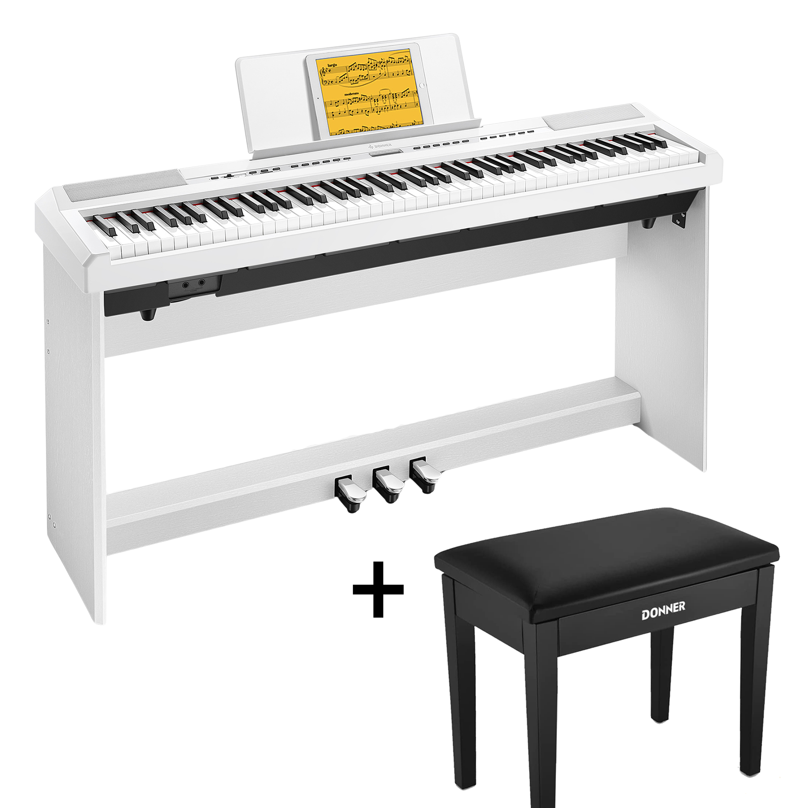 Donner DEP-20 Digital Piano mit Hammermechanik-Weiß##