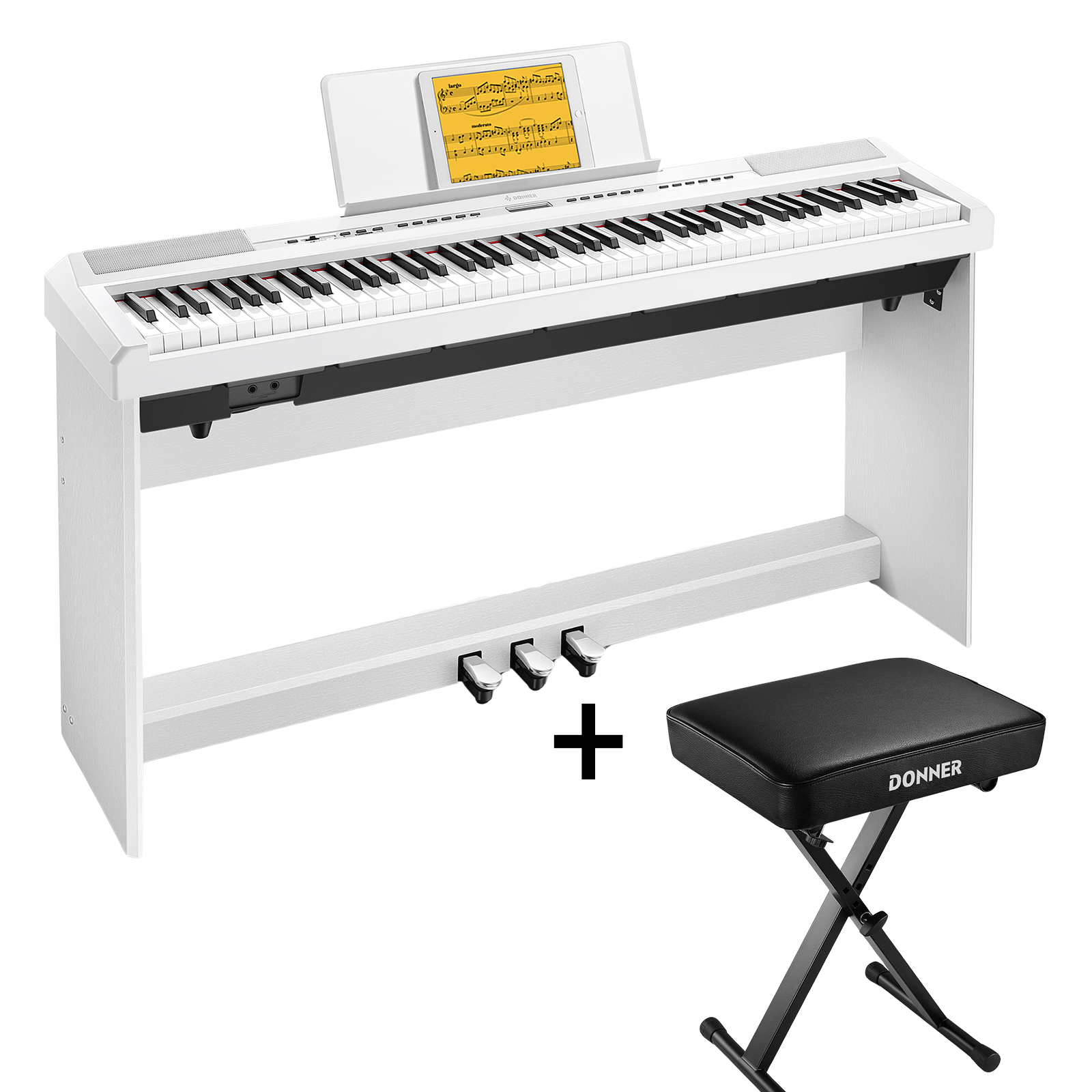 Donner DEP-20 Digital Piano mit Hammermechanik-Weiß##