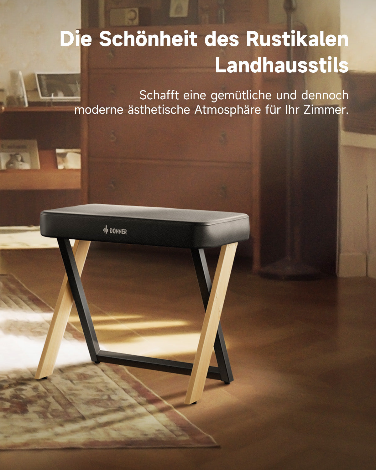 Donner DKB-300 Elegante Klavierbank-helle Holzfarbe##