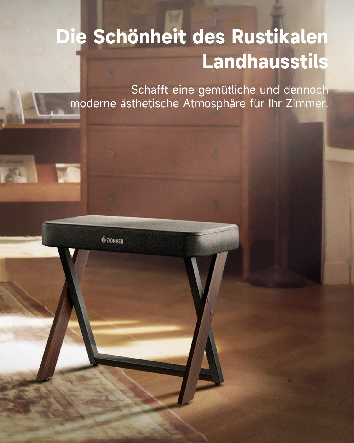 Donner DKB-300 Elegante Klavierbank-Walnussfarbe##