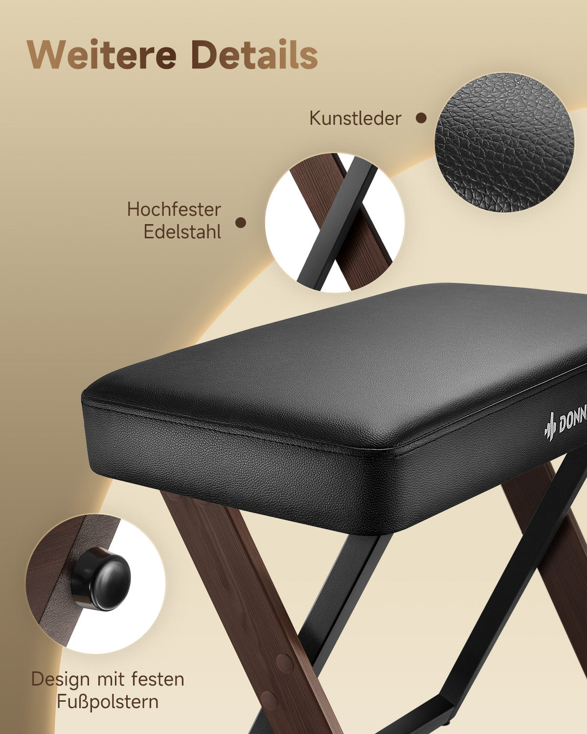 Donner DKB-300 Elegante Klavierbank-Walnussfarbe##