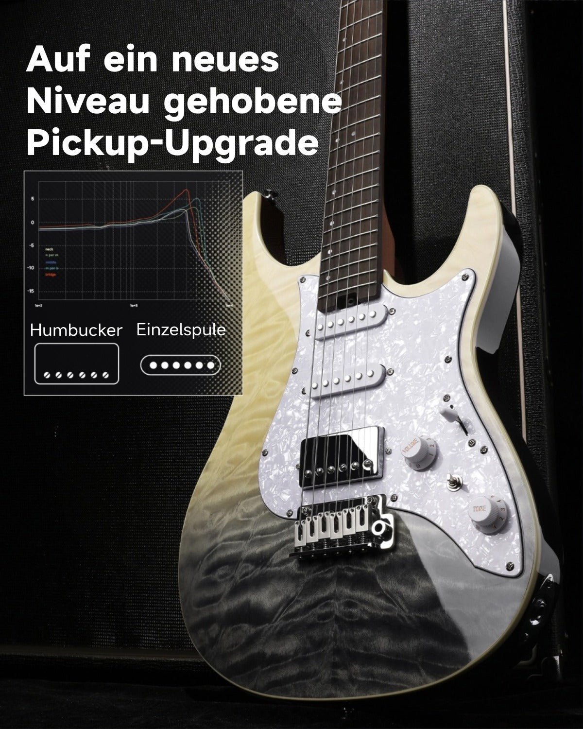 DONNER DST-550 Gradient Gitarre-Schwarze Mirage Gradation LR##