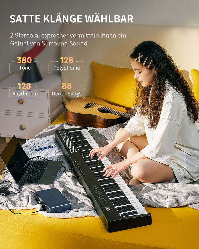 Donner DEP-08 Digitalpiano, abnehmbarer Ständer, kompaktes E-Piano für Anfänger