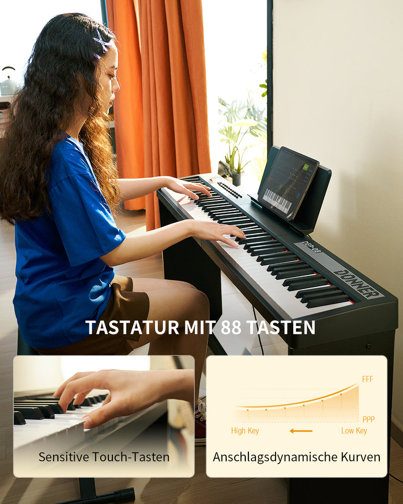 Donner DEP-08 Digitalpiano, abnehmbarer Ständer, kompaktes E-Piano für Anfänger