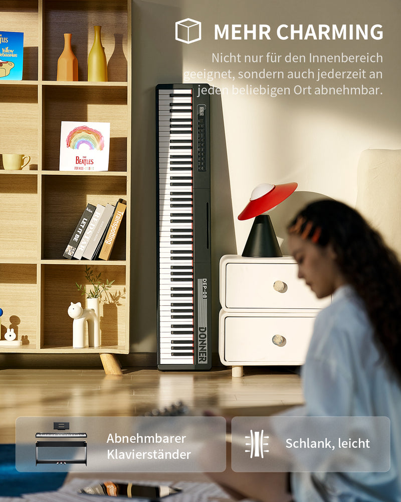 Donner DEP-08 Digitalpiano, abnehmbarer Ständer, kompaktes E-Piano für Anfänger
