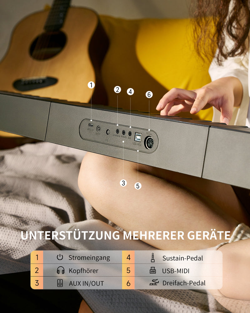 Donner DEP-08 Digitalpiano, abnehmbarer Ständer, kompaktes E-Piano für Anfänger