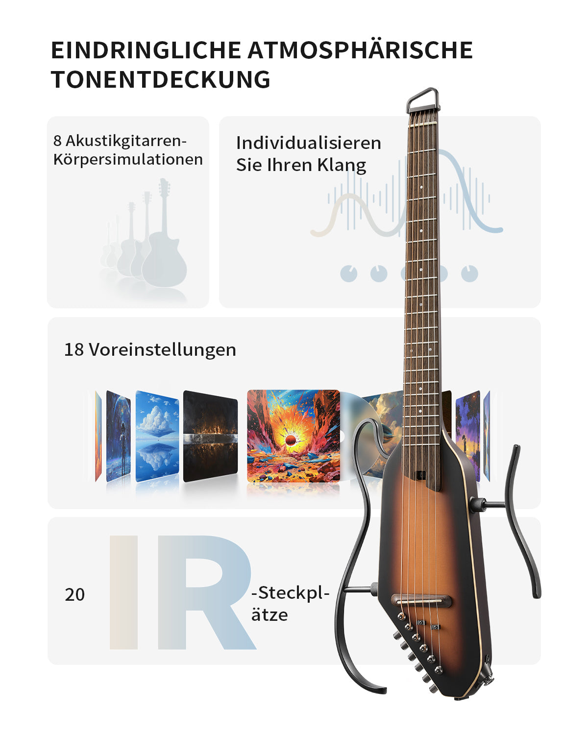 Donner HUSH™ I PRO Reisegitarre-Sunburst##