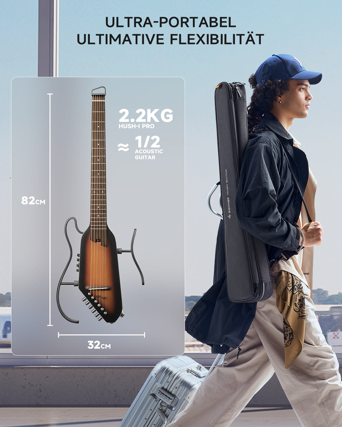 Donner HUSH™ I PRO Reisegitarre-Sunburst##