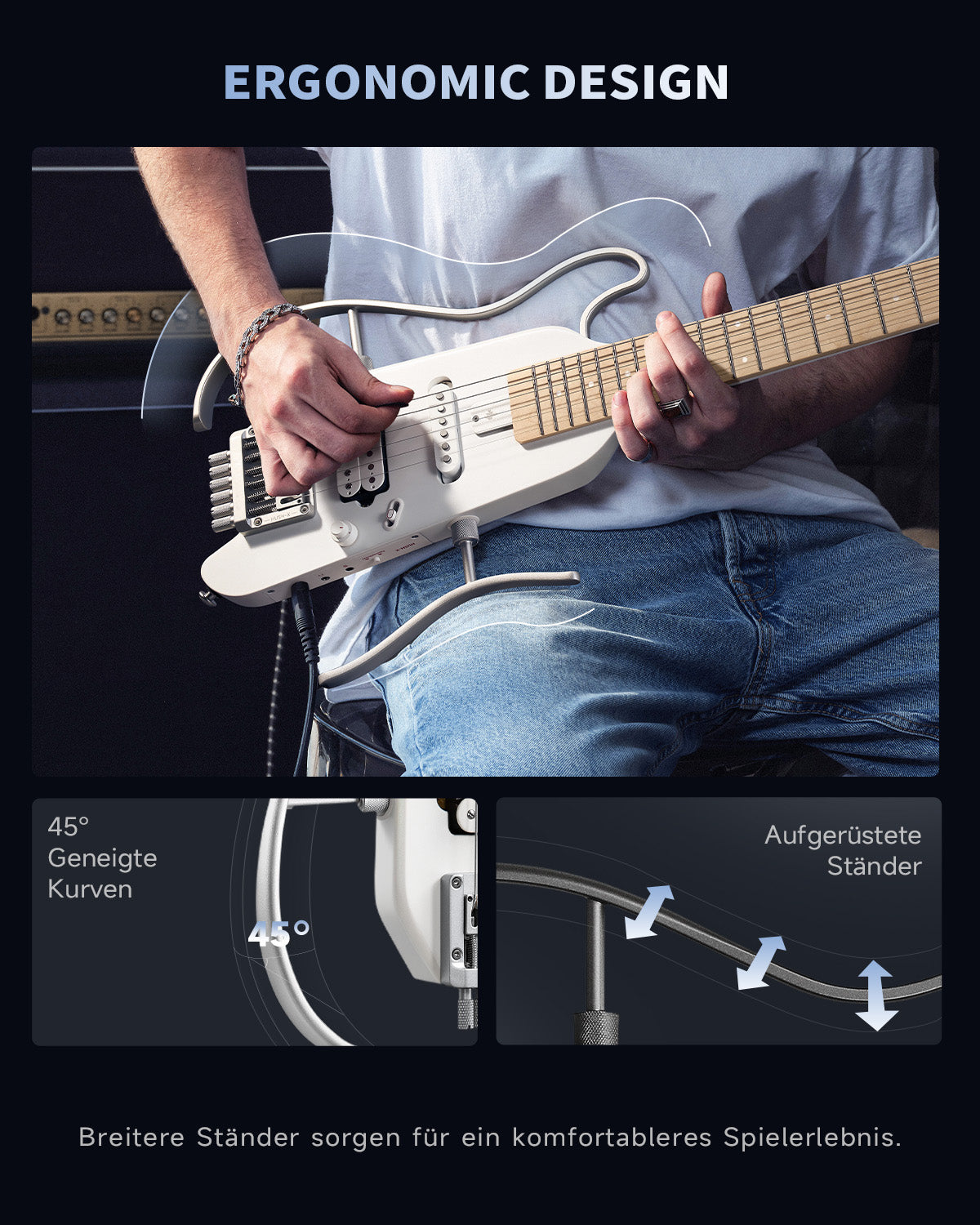 Donner HUSH™ X Kopflose Bauweise E‑Gitarre-Weiß##