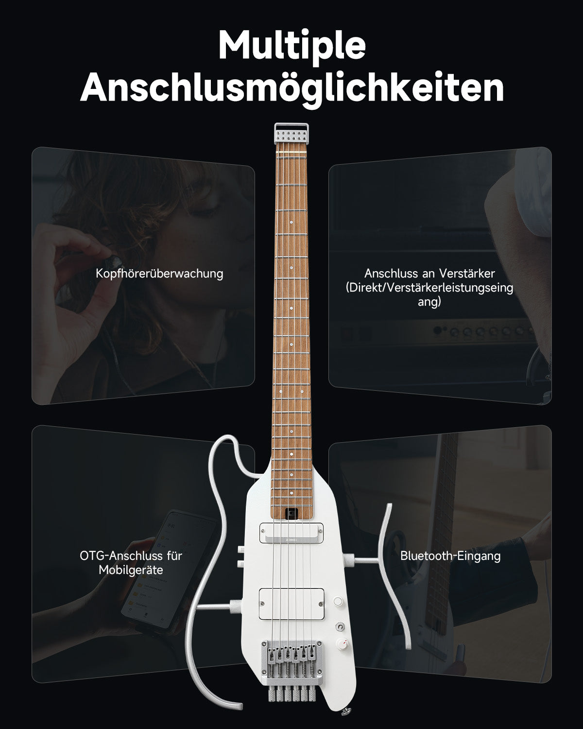 Donner HUSH™ X PRO Multi-Effekt-E-Gitarre-Weiß##
