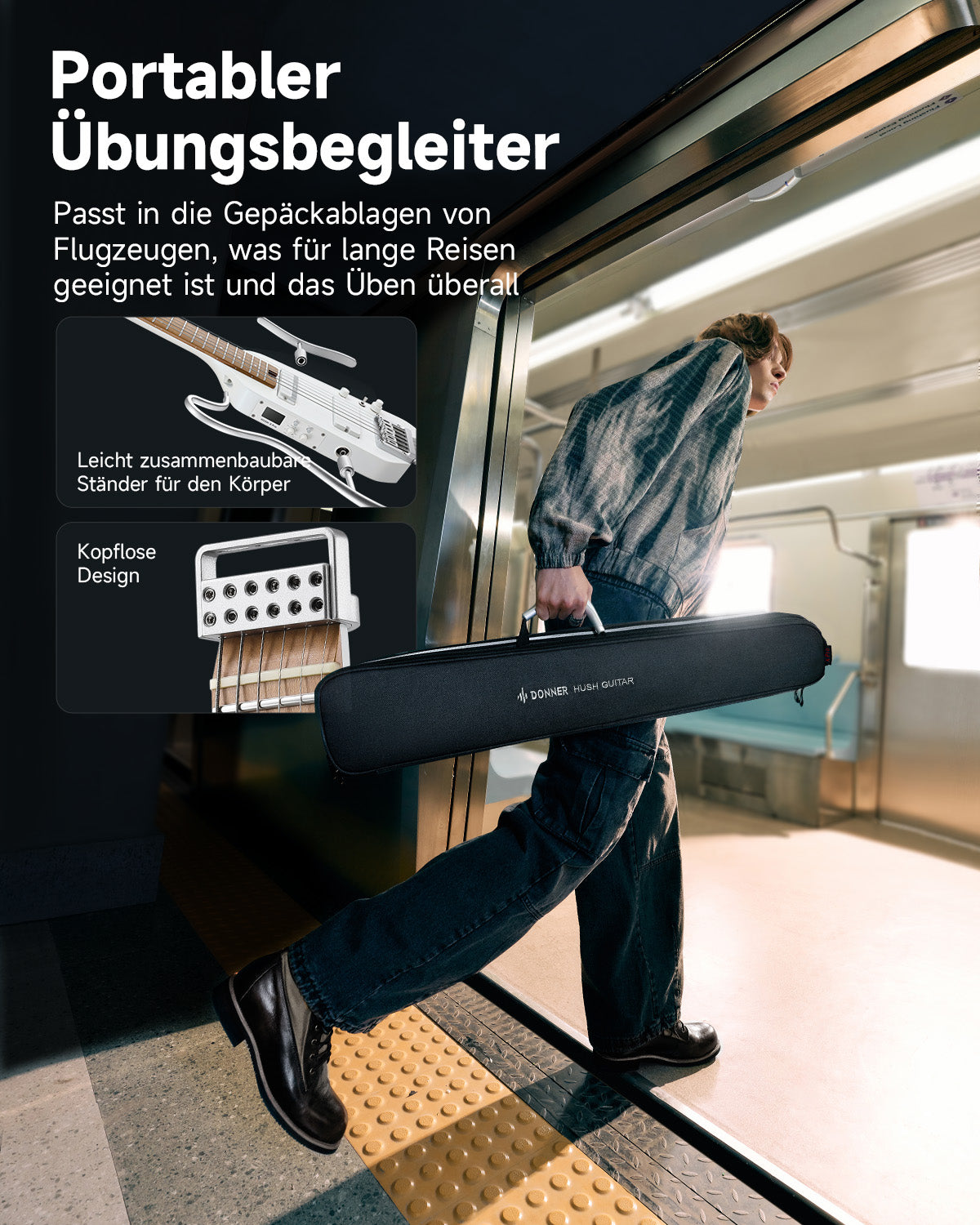 Donner HUSH™ X PRO Multi-Effekt-E-Gitarre-Weiß##