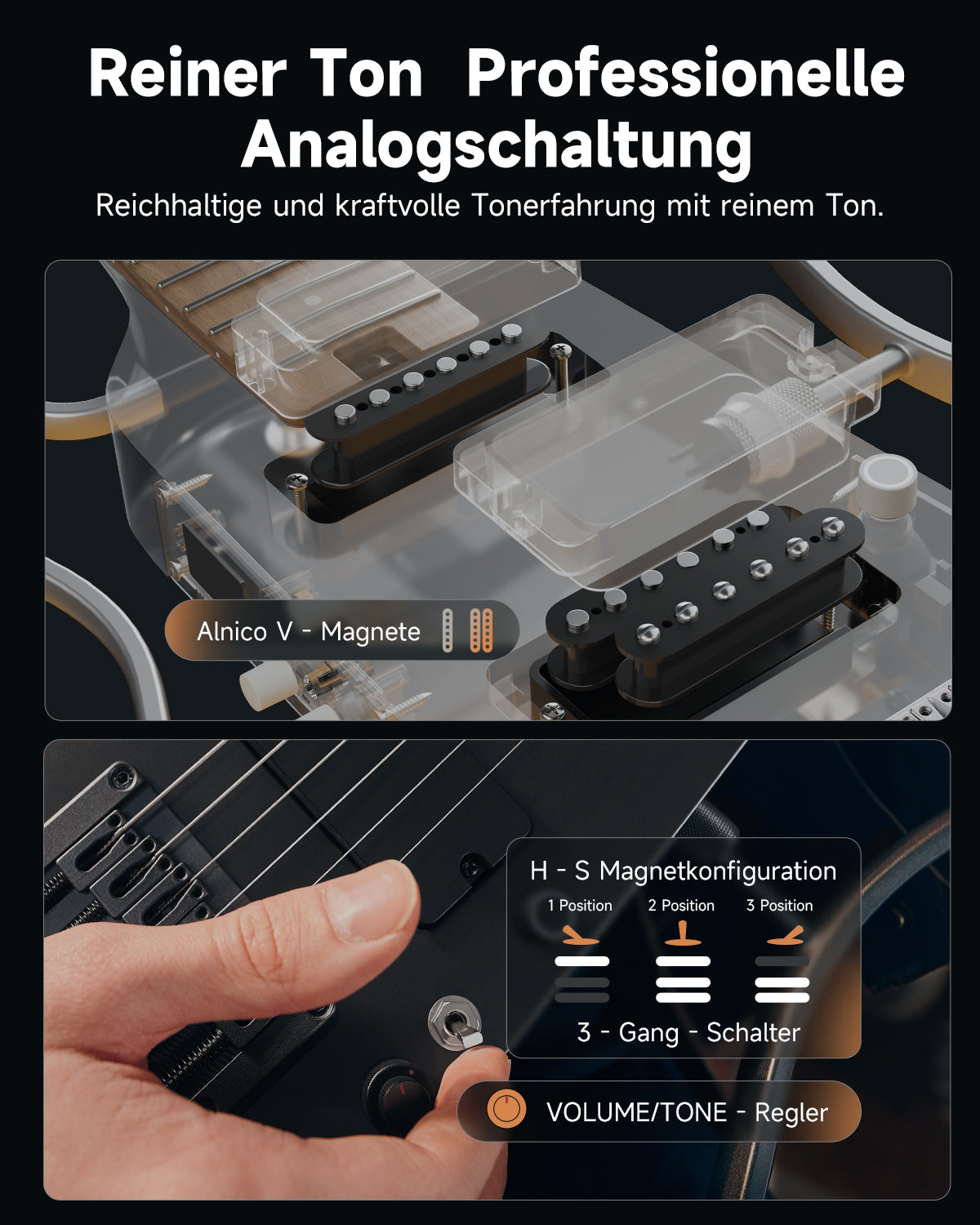 Donner HUSH™ X PRO Multi-Effekt-E-Gitarre-Schwarz##