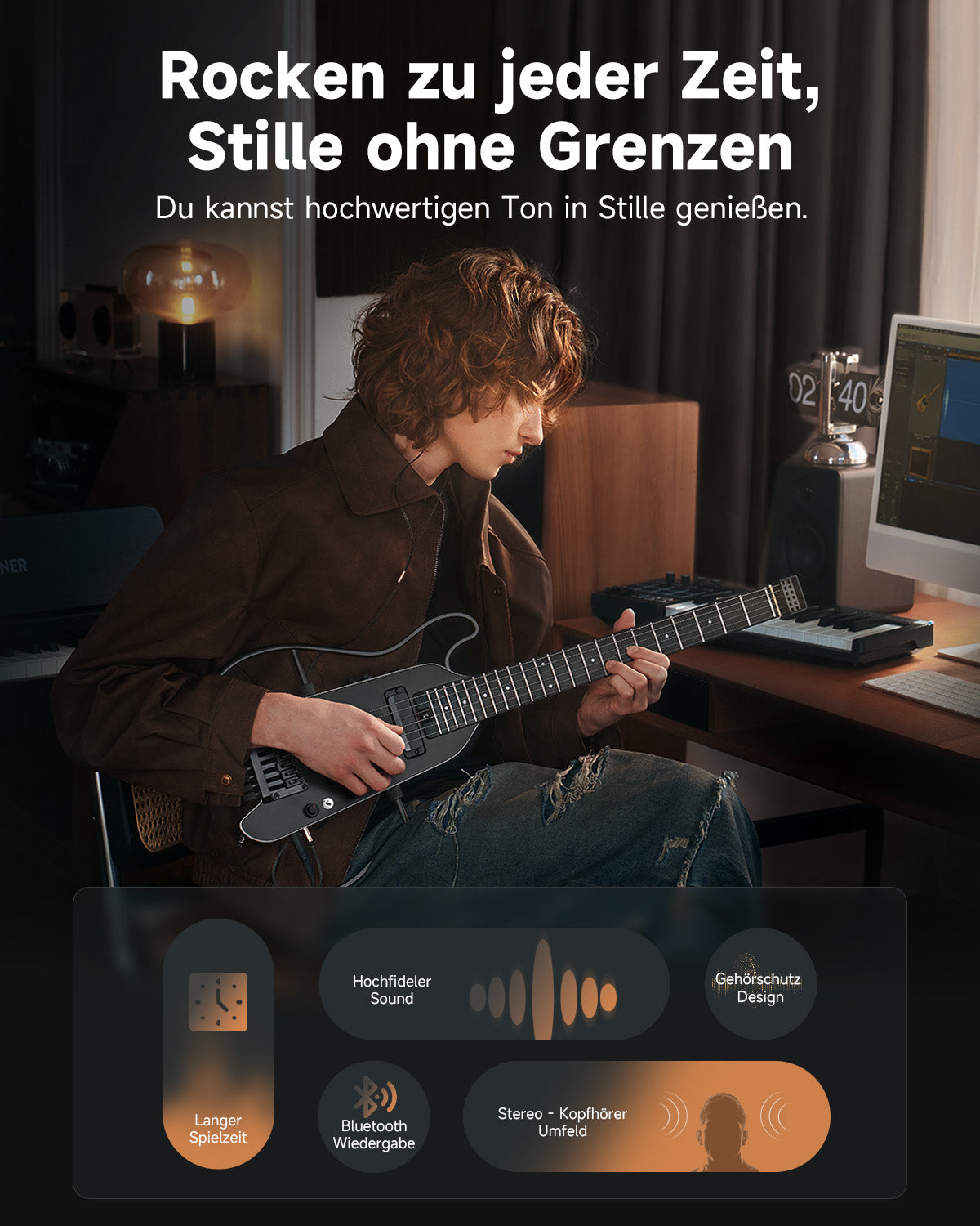 Donner HUSH™ X PRO Multi-Effekt-E-Gitarre-Schwarz##