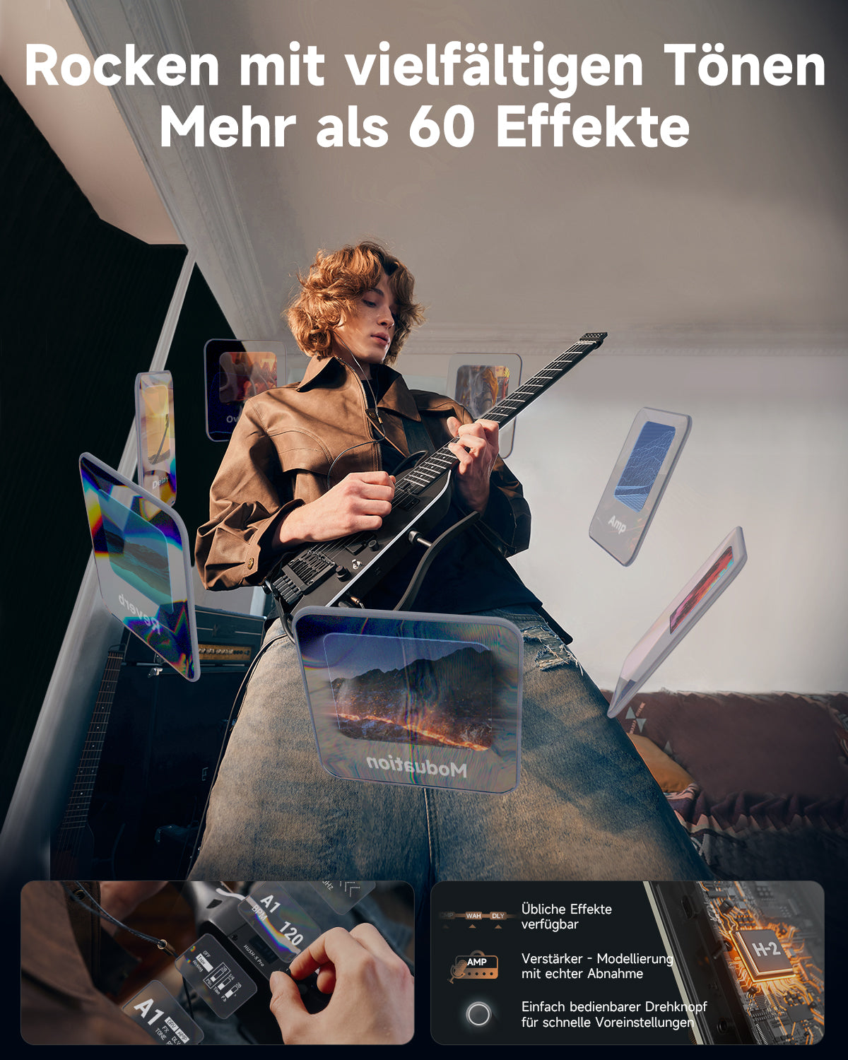 Donner HUSH™ X PRO Multi-Effekt-E-Gitarre-Schwarz##