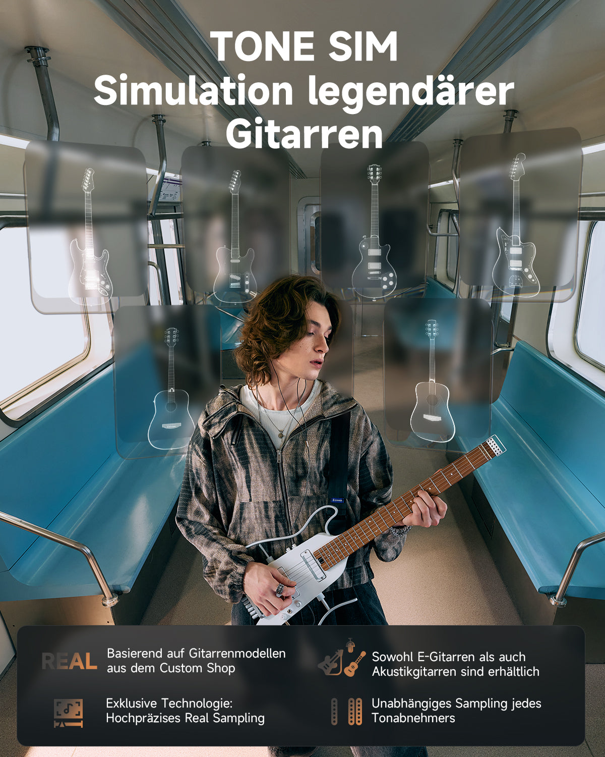 Donner HUSH™ X PRO Multi-Effekt-E-Gitarre-Weiß##