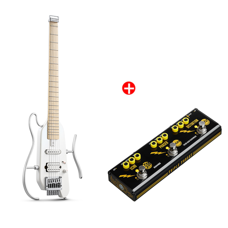 Donner HUSH™ X Kopflose Bauweise E‑Gitarre-Weiß##
