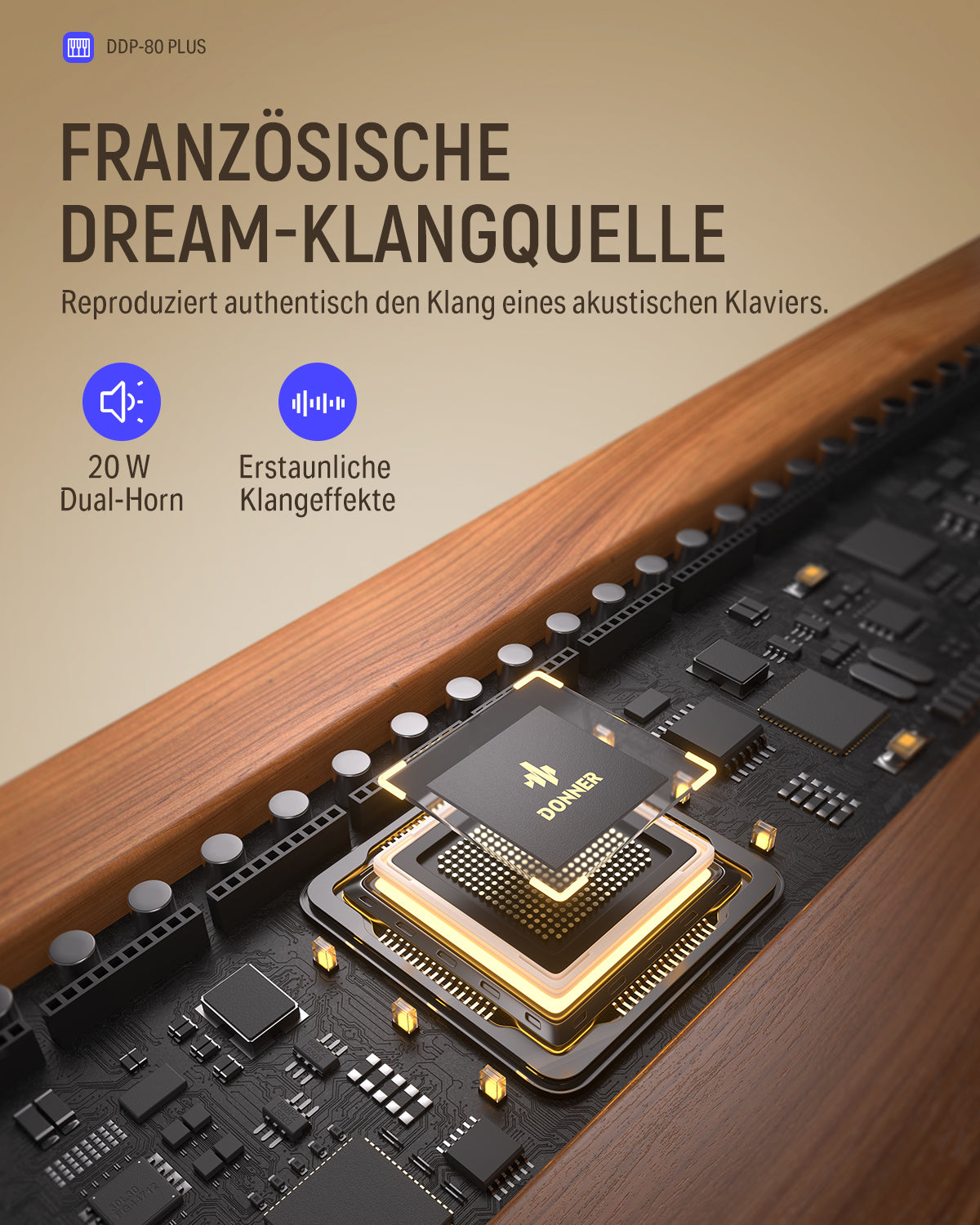 Donner DDP-80 PLUS Digital Piano mit halboffener Abdeckung