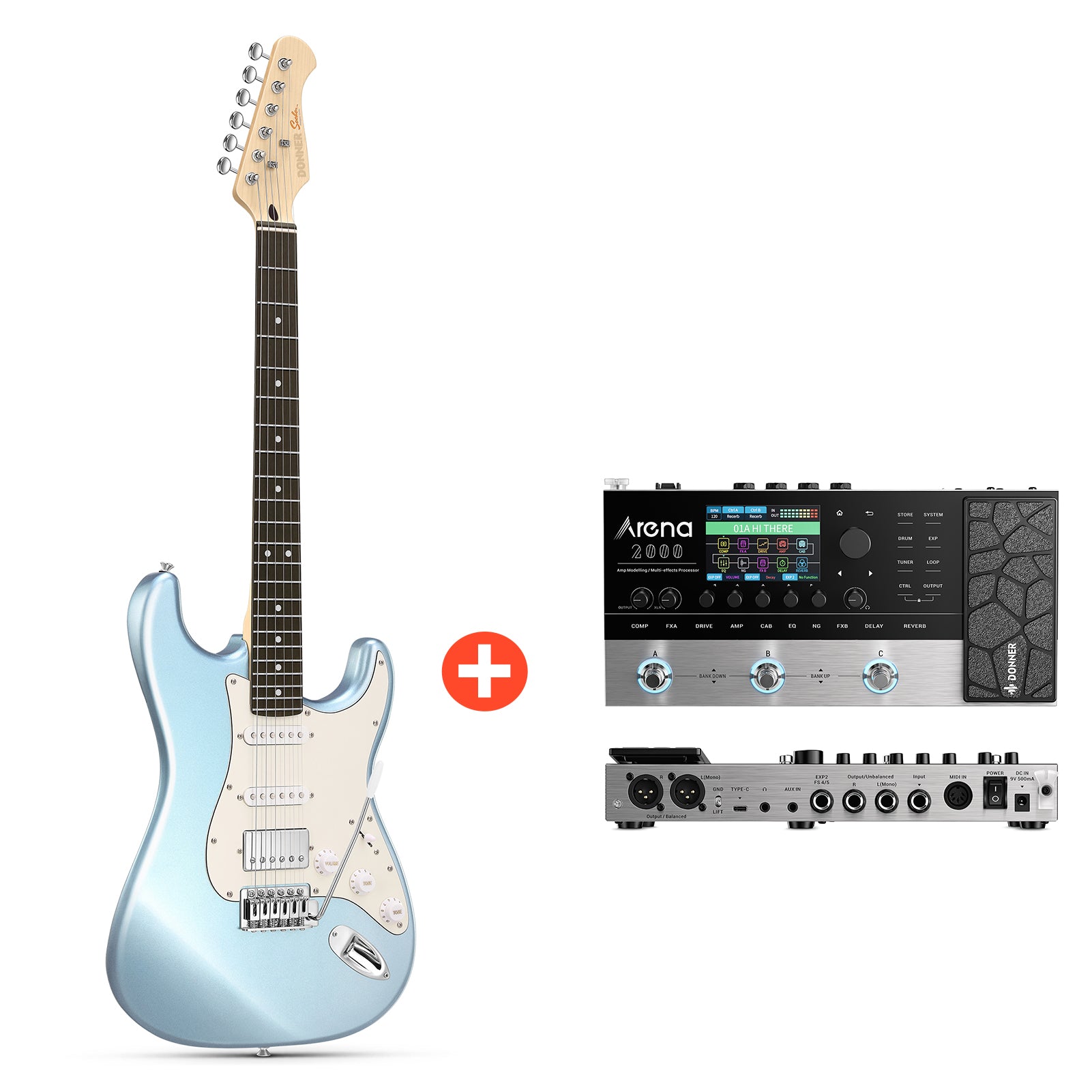 Donner DST-152 E-Gitarre Einsteiger Set ST Type 39 Zoll
