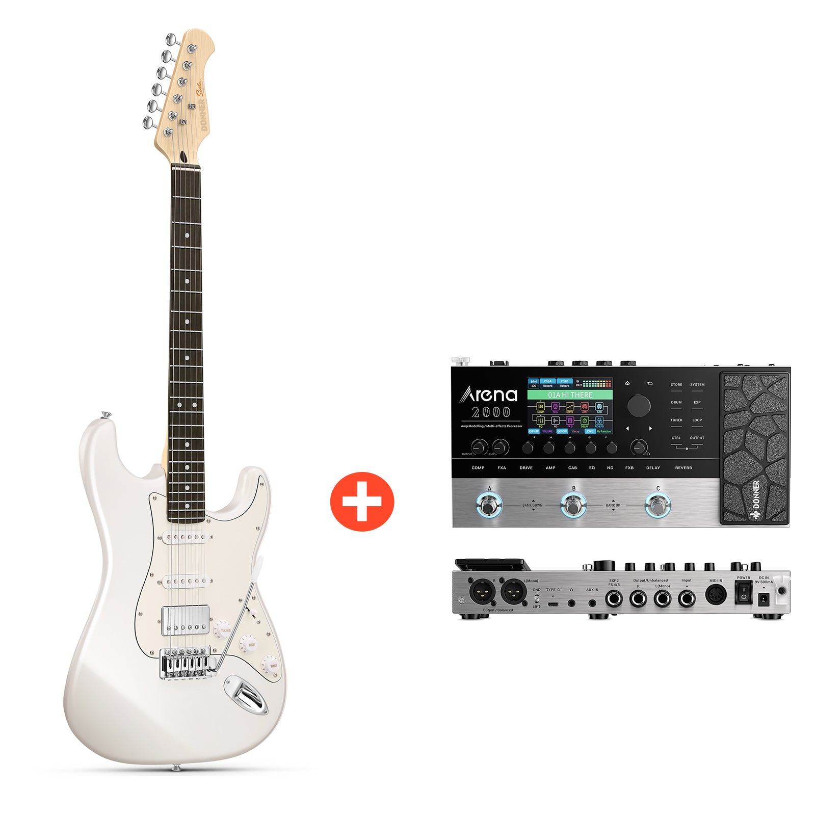 Donner DST-152 HSS-Pickup E-Gitarre-DST-152W##