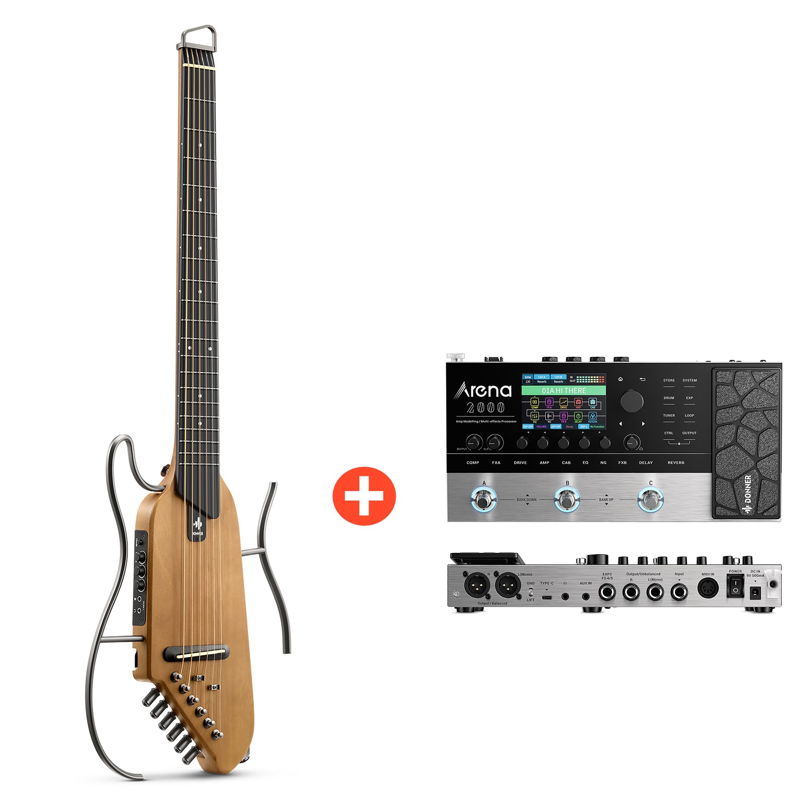 Donner HUSH™ I Ultraleicht Unterwegs Reisegitarre-Ahorn##