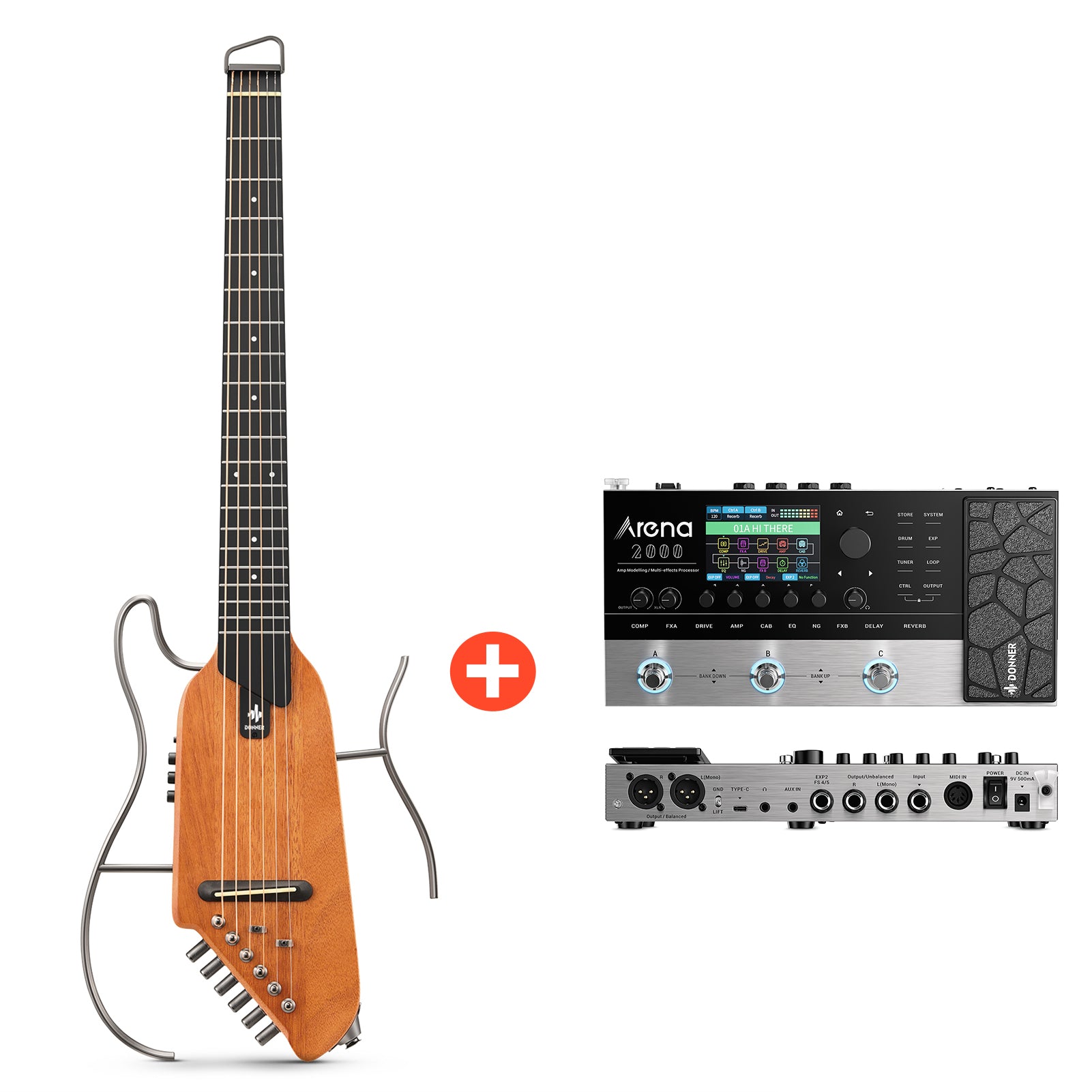 Donner HUSH™ I Ultraleicht Unterwegs Reisegitarre-Mahagoni##