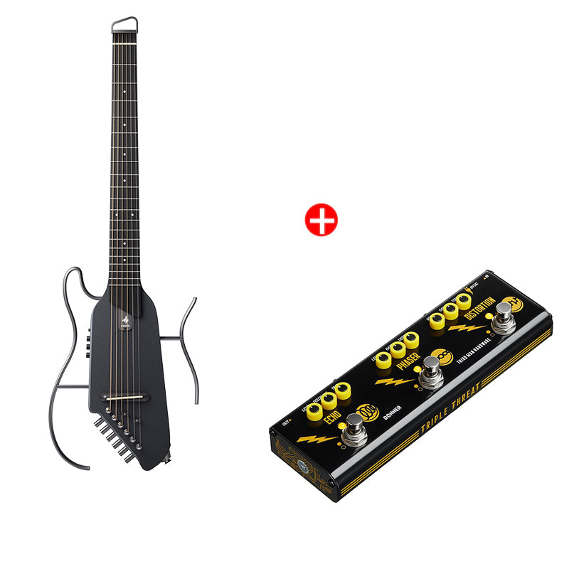 Donner HUSH™ I Ultraleicht Unterwegs Reisegitarre-Schwarz##