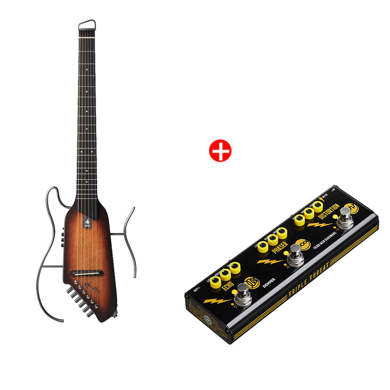 Donner HUSH™ I Ultraleicht Unterwegs Reisegitarre-Sunburst##