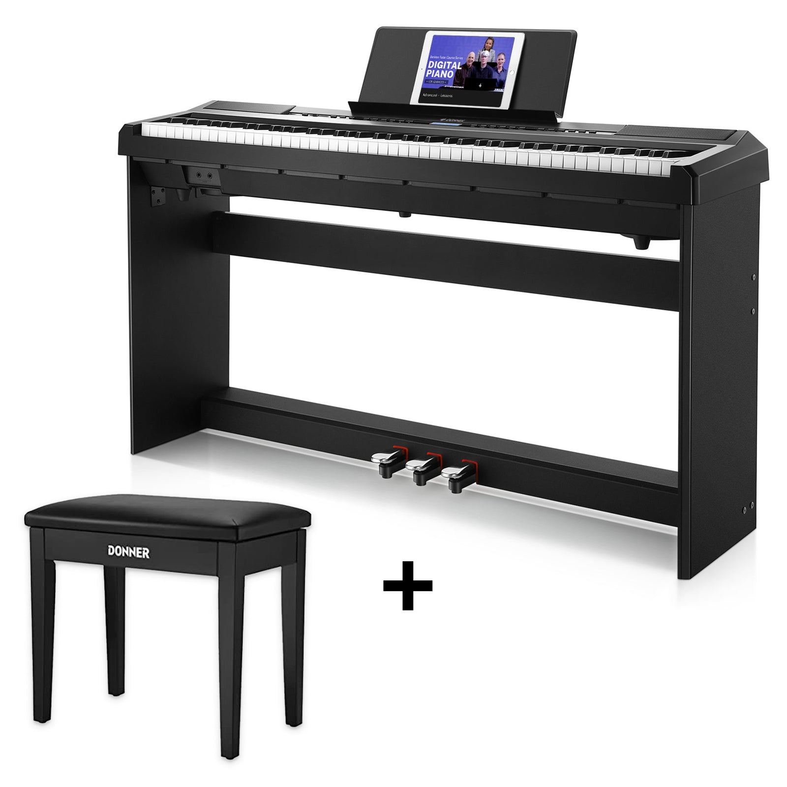 Donner DEP-20 Digital Piano mit Hammermechanik-Schwarz##