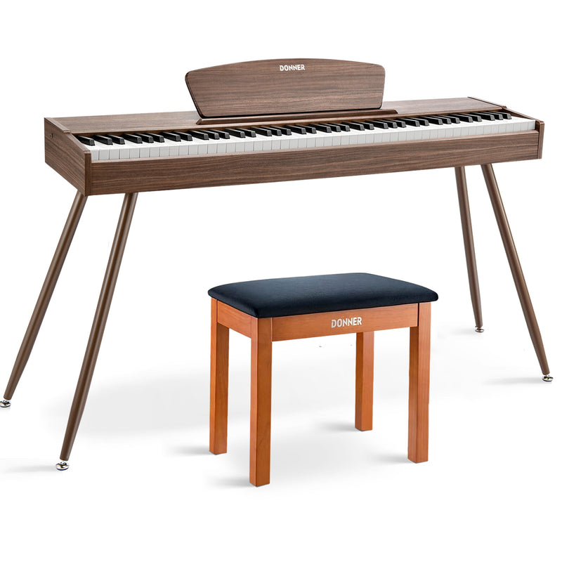 Donner DDP-80 Digital-Piano für Zuhause 88 gewichtete Tasten & Stilvolles Holzdesign mit 3 Pedale