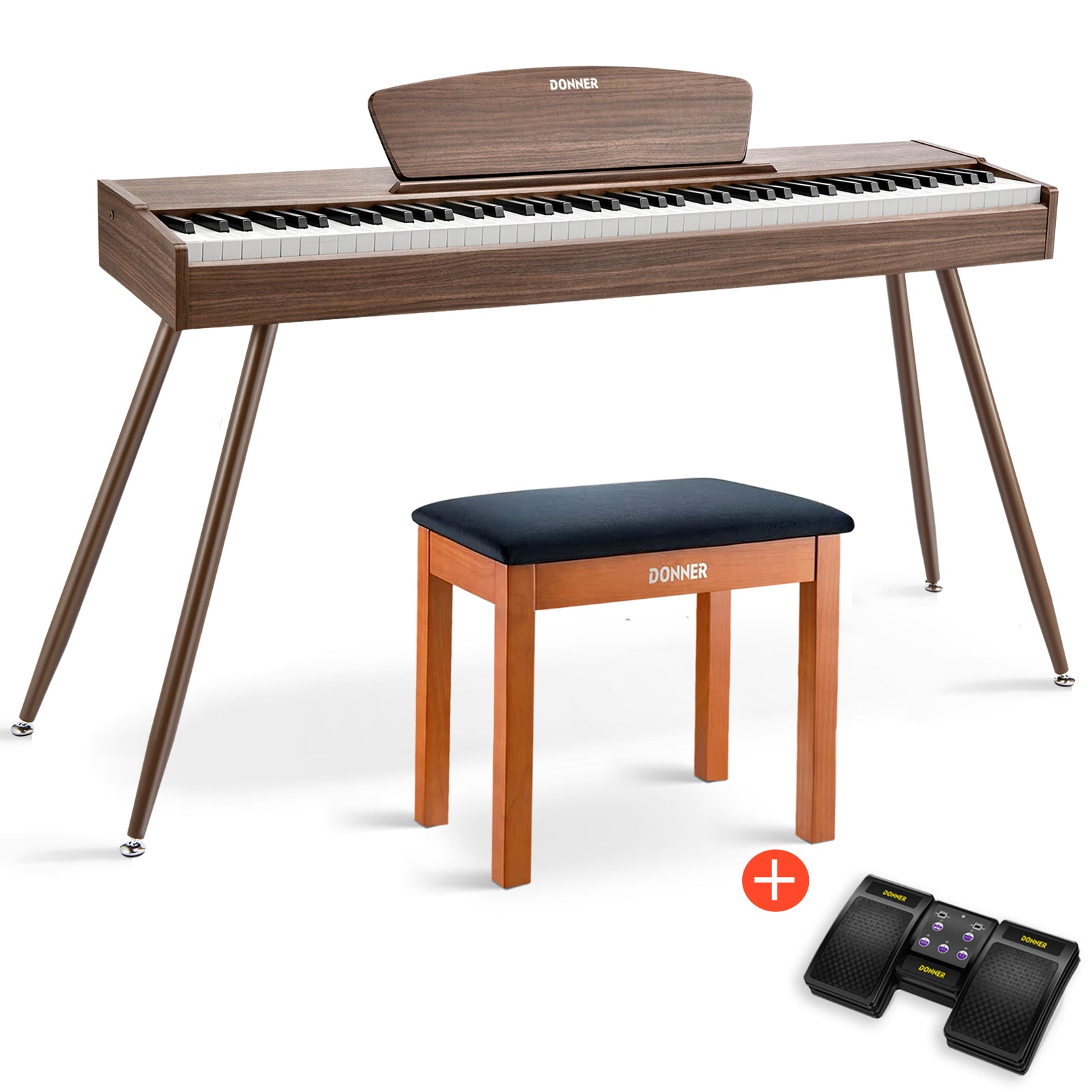 Donner DDP-80 Digital piano im Holzdesign-Walnut【Klang-Upgrade】##