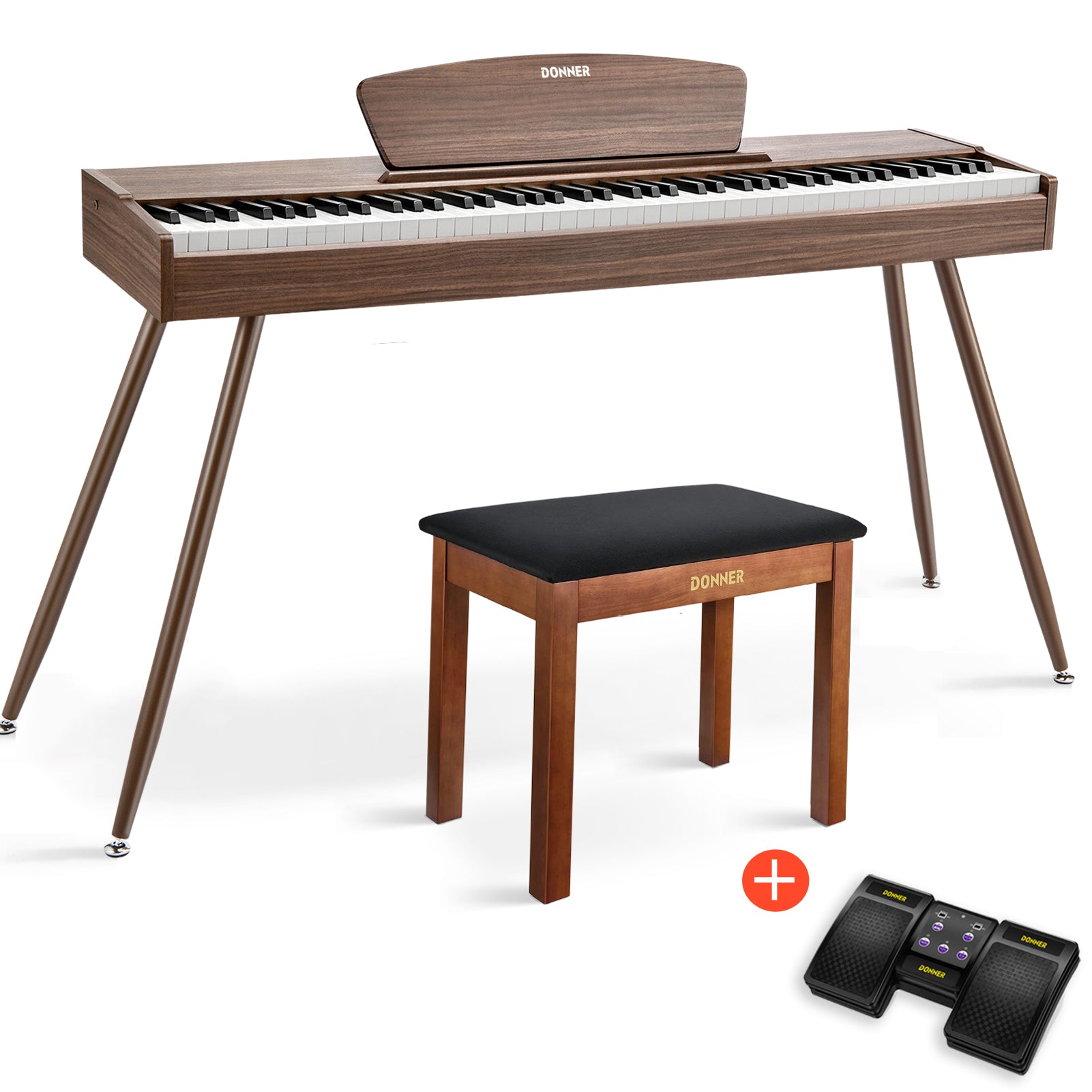 Donner DDP-80 Digital piano im Holzdesign-Walnut【Klang-Upgrade】##