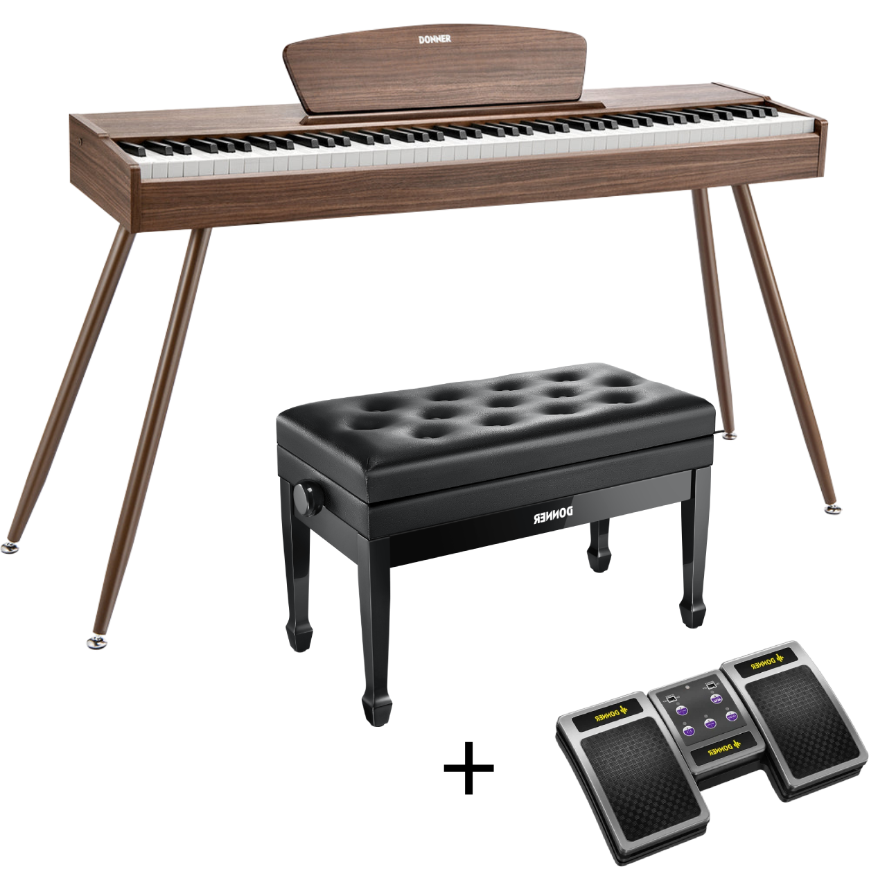Donner DDP-80 Digital piano im Holzdesign-Walnut【Klang-Upgrade】##