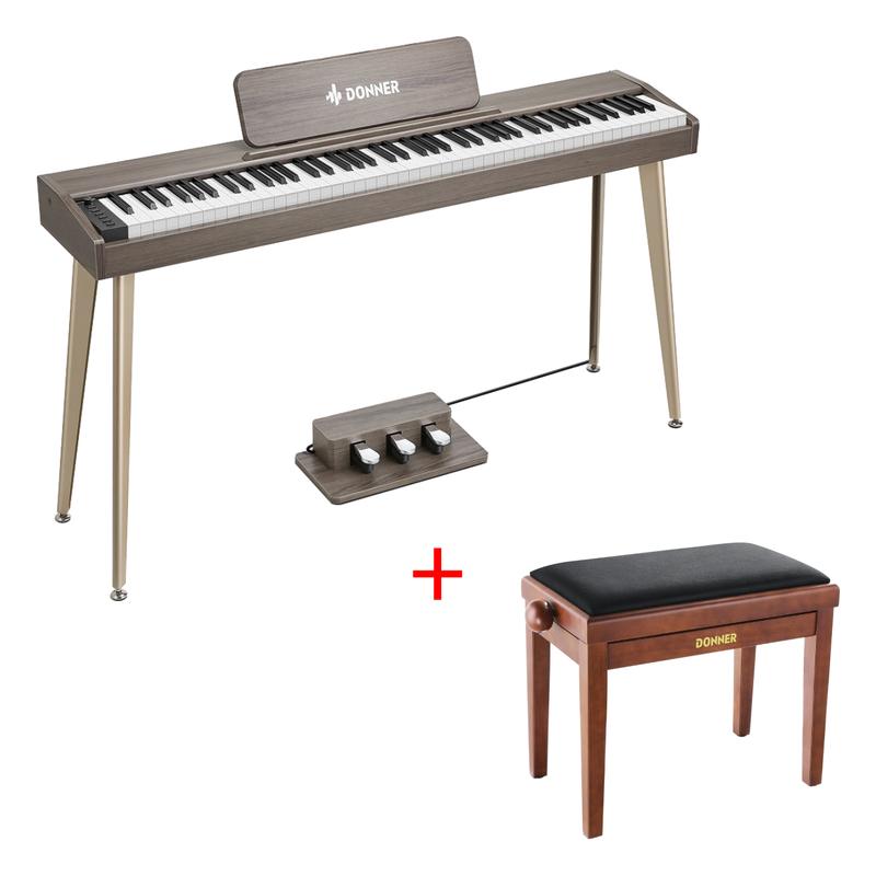 Donner DDP-80 Digital-Piano für Zuhause 88 gewichtete Tasten & Stilvolles Holzdesign mit 3 Pedale