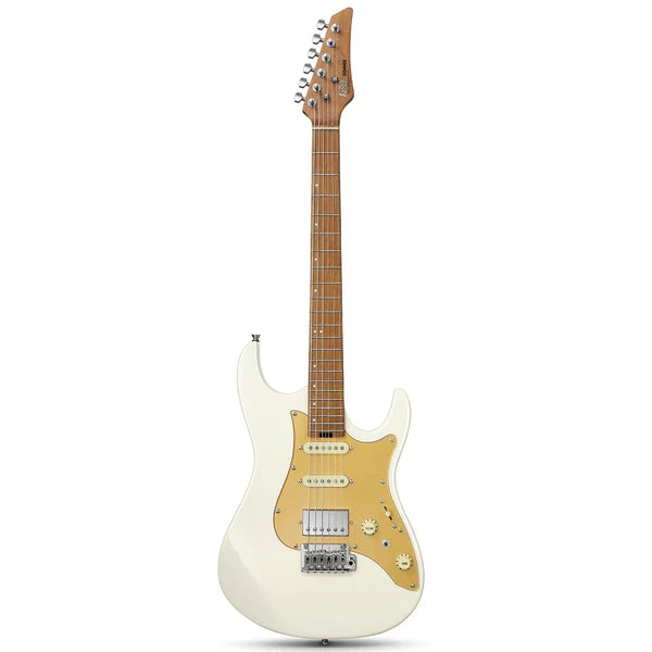 Donner DST-550 39 Zoll ST E-Gitarre, HSS-Tonabnehmer, Korpus aus massivem Double Cut Pappelholz-Weiß##