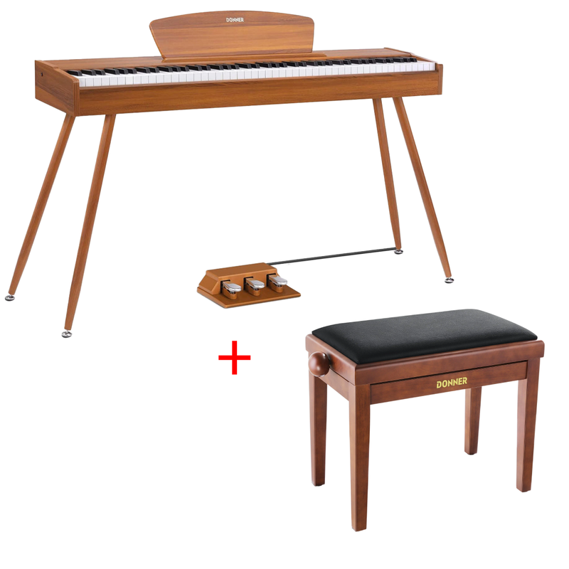 Donner DDP-80 Digital-Piano für Zuhause 88 gewichtete Tasten & Stilvolles Holzdesign mit 3 Pedale