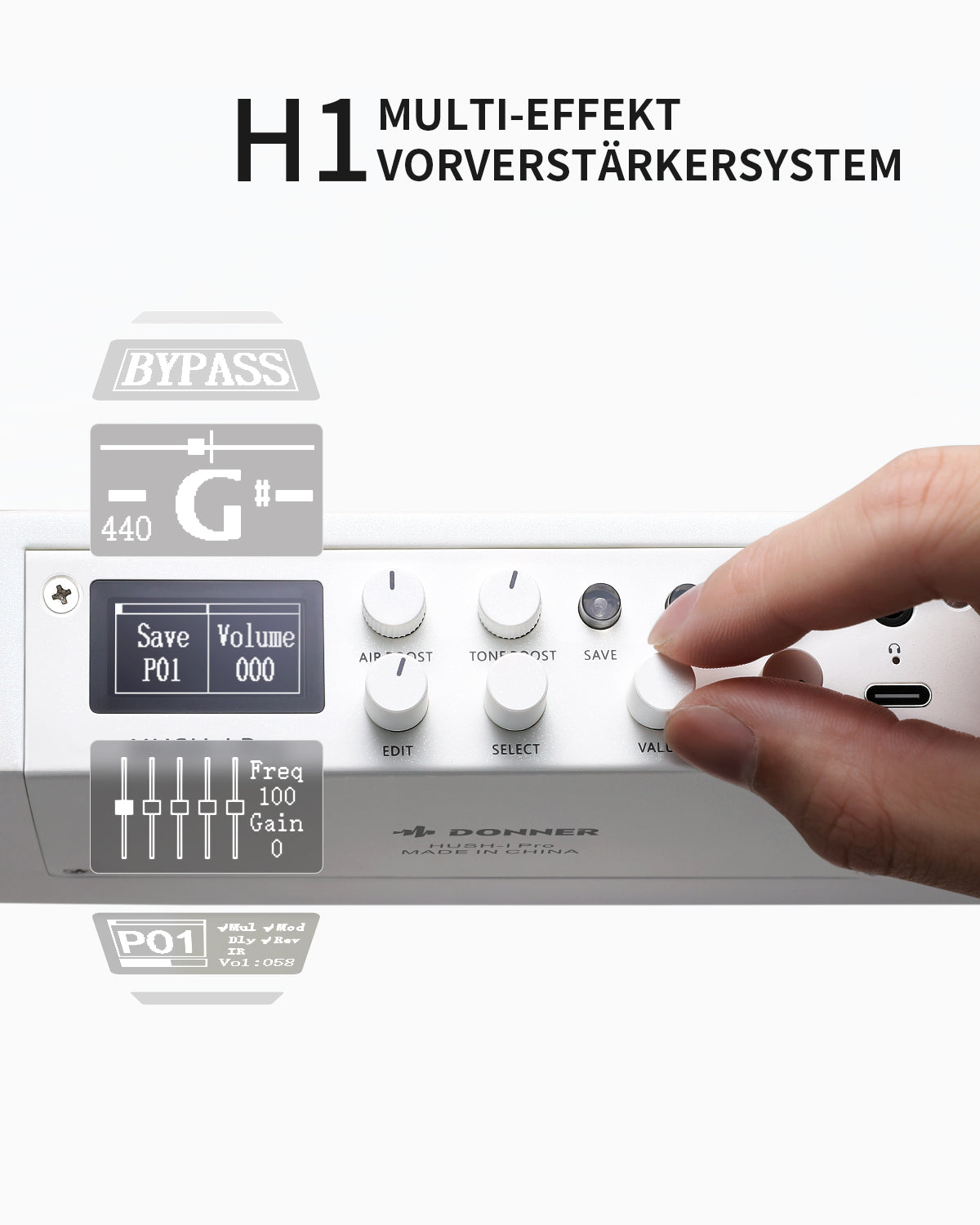 Donner HUSH™ I PRO Reisegitarre-Weiß##