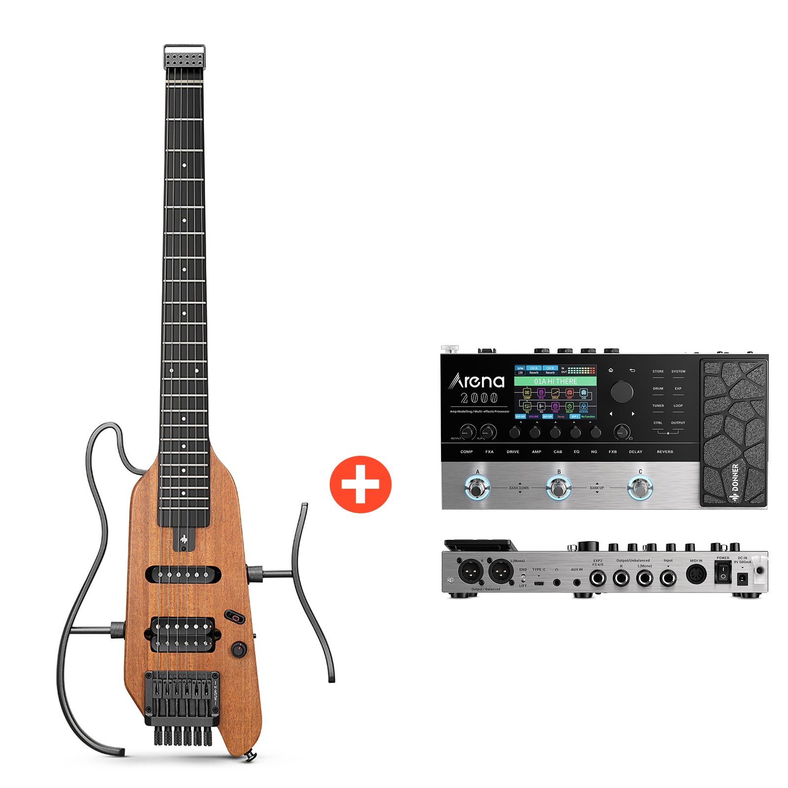 Donner HUSH™ X Kopflose Bauweise E‑Gitarre-Natürlich##