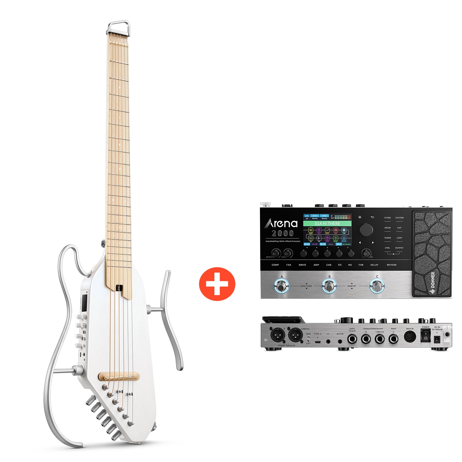 Donner HUSH™ I PRO Reisegitarre-Weiß##
