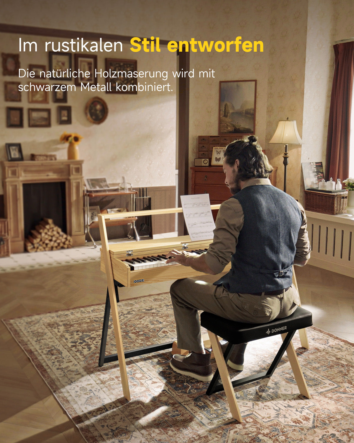 DONNER OURA™ R300 88-Tasten-Digitalpiano für zu Hause-Helle Holzfarbe##